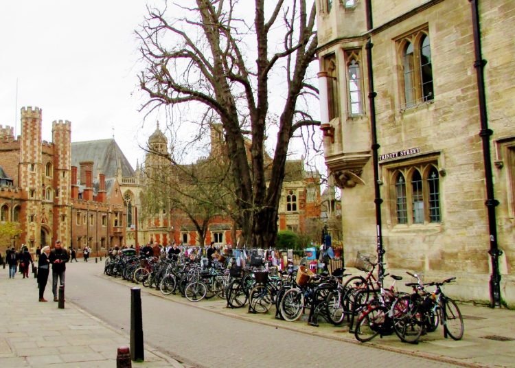University buildings, and bikes, Cambridge