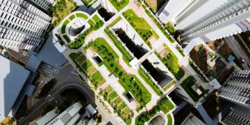 Top of a skysraper with a living roof