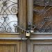 Old door with three locks